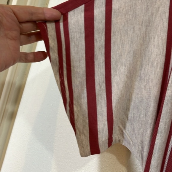 Native People short sleeved, cranberry and gray striped dress. Size Small. - Picture 3 of 8